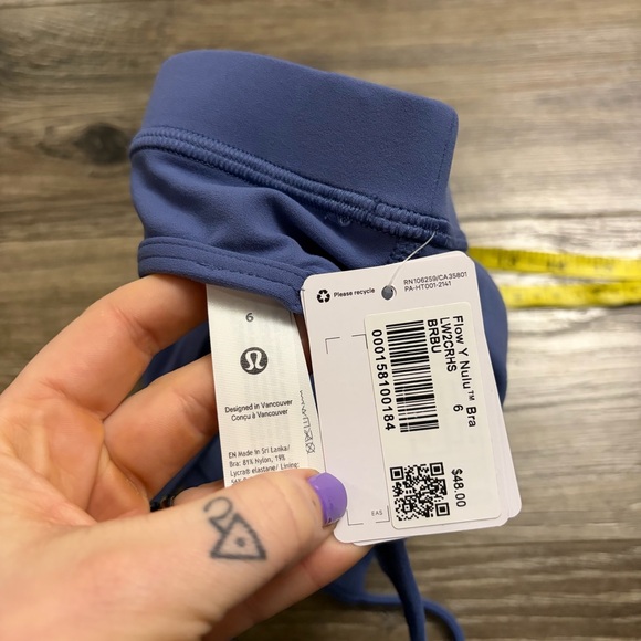 NWT Lululemon Flow Y Bra Nulu A-C (Brilliant Blue) Size 6 - Picture 2 of 7